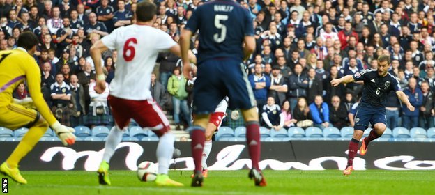 Shaun Maloney's deflected goal was enough to give Scotland victory over Georgia last year